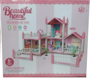 CASITA PARA ARMAR CON ACCESORIOS ROSA EN CAJA