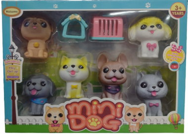 SET 6 PERRITOS CON ACCESORIOS EN CAJA