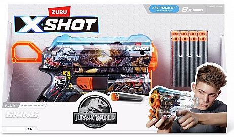 PISTOLA X-SHOT SKINS FLUX JURASSIC 8 DARDOS