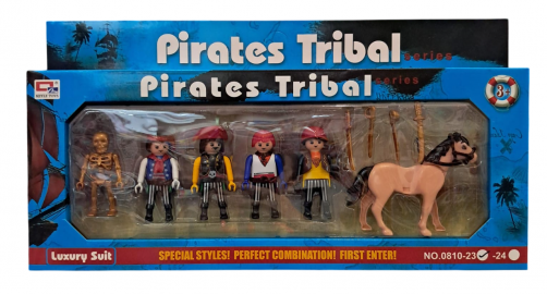 MUÑECOS PIRATAS X4 CON ACCESORIOS EN CAJA
