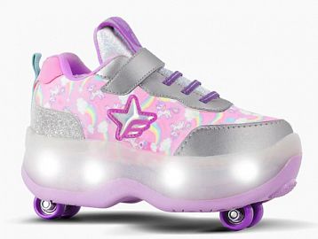 ZAPATILLAS CON RUEDAS Y LUZ PLATEADA